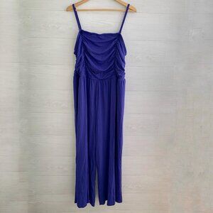 NWT Ava & Viv Indigo purple stretch ruched strapless jumpsuit optional straps 2X